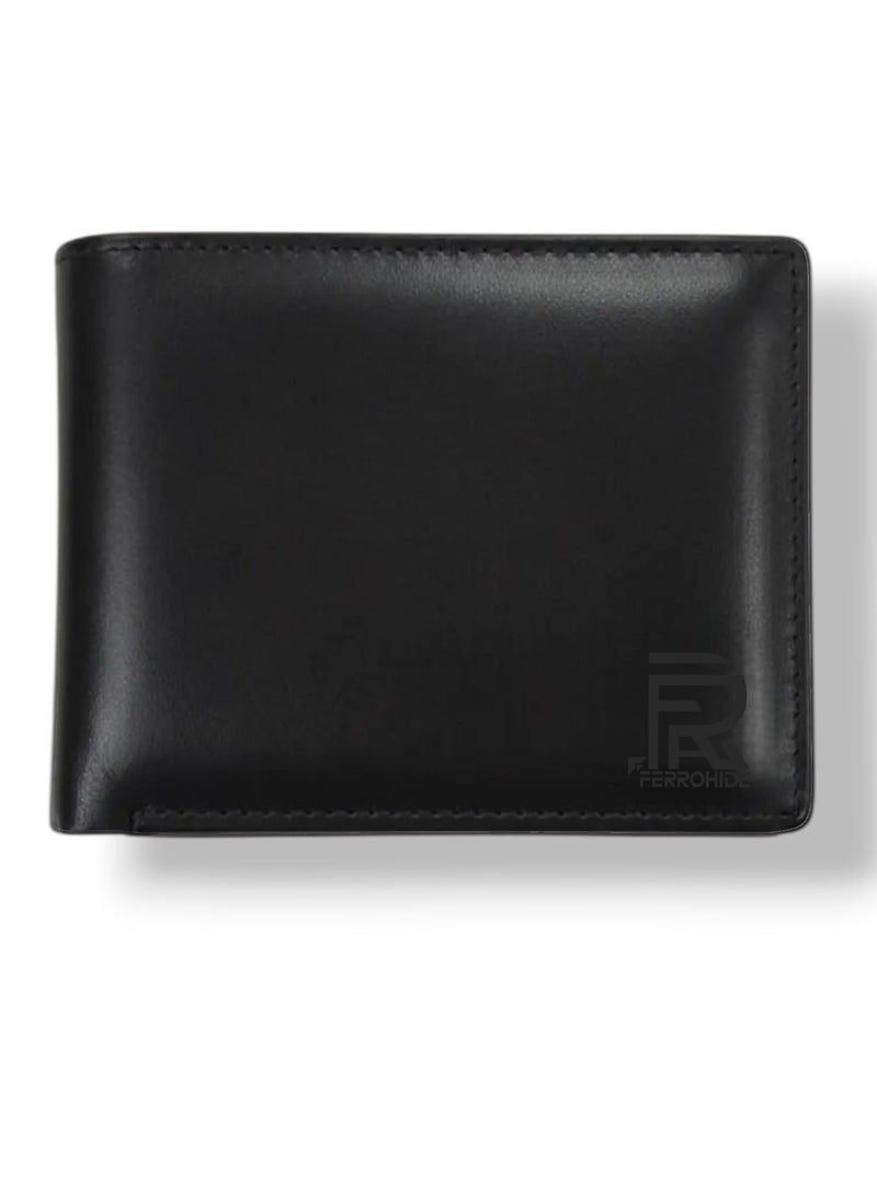 FERROHIDE Genuine Leather Wallet For Mens, Black Leather Bifold Men's Leather Wallets - Image 1